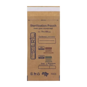Sterilization pouches DRY/STEAM 75x150 mm brown Kraft paper 100 pcs [S7515B]