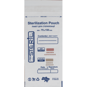 Sterilization pouches DRY/STEAM 75x150 mm white Kraft paper 100 pcs [S7515W]